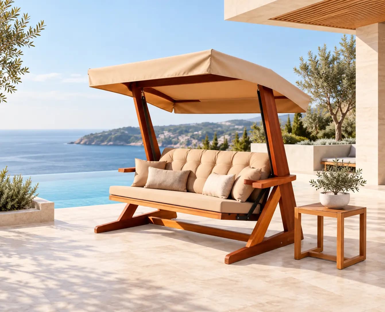 Mihenk 2400 — Terrace — mustard cushion